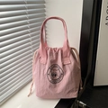 Rosafarbene wasserdichte Oxford-Einkaufstasche mit Kordelzug und modischem Logo - Rosa