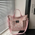 Borsa tote in tela rosa con stampa floreale, tracolla e etichetta Fashion Instinct - Rosa