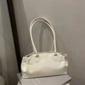 Borsa a spalla minimalista bianco crema in ecopelle con design rettangolare elegante - Bianco Sporco