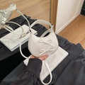 Mini white crescent handbag with double bow decoration and thin shoulder strap - White