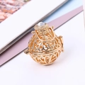 Elegant gold hollow ball pendant necklace with filigree texture and sparkling diamond - Gold - Pendant Only (Without Chain)