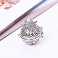 Macro shot of silver hollow spherical pendant with crystal inlay on a minimalist background - White K Color - Pendant Only (Without Chain)