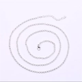 Dettaglio catena a O argento con chiusura a moschettone e catenella di estensione - Argento 80cm