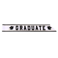Écharpe de remise de diplôme blanche avec bordure dorée et texte Graduate noir - Bandoulière simple