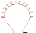 Rose gold Birthday Girl metal headband for girls' birthday party celebration accessory - Rose Gold