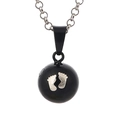 Schwarze Harmony Ball Kette mit silbernen Fußabdrücken und klassischer O-Kette - Schwarz