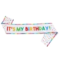 Banda de cumpleaños blanca con letras arcoíris y lentejuelas para fiestas - Estilo Con Lentejuelas (JD208)