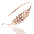 Cerchietto foglia oro rosa con venature dettagliate su base metallica minimalista - Oro rosa