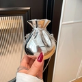 Mini borsa a specchio argento a forma di sacchetto con tracolla a catena moderna - Argento