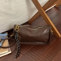 Vintage dark brown crossbody square bag with a tennis racket charm and tassel details - Without Pendant / Brown