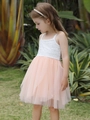 Détail du corsage en dentelle et de la jupe en tulle rose multicouche pour fille - Rose Bonbon / 80cm