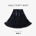 Gonna tutu nera a sbuffo per adulti con tulle a strati e fiocco di raso - Nero