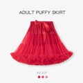 Jupe tutu en tulle rouge vif pour adulte avec nœud en satin et taille élastique - Rouge
