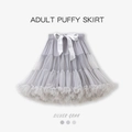 Jupe tutu gris argenté pour adulte avec couches de tulle et nœud blanc décoratif - Gris