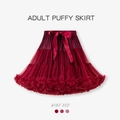 Jupe tutu bouffante pour adulte en tulle bordeaux avec un nœud décoratif en soie - Bordeaux