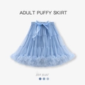 Jupe tutu bouffante bleu ciel pour adulte avec tulle multicouche et nœud satin - Bleu ciel