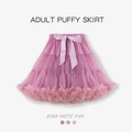 Jupe tutu multicouche pour femme en rose pâte de haricot avec un nœud en satin - Rose Poudré