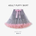 Jupe tutu multicouche en tulle rose poudré et gris pour adulte avec un nœud en soie - Vieux rose
