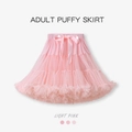 Jupe tutu multicouche rose clair pour adulte avec un nœud décoratif en satin soyeux - Rose poudré