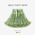 Jupe tutu bouffante en tulle vert clair pour adulte avec nœud en satin - Vert Avocat