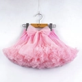 Pink multi-layer tulle tutu skirt for baby girls with a large mesh bow decoration - XS (60-80CM) / Bottoms / Pink