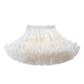Close-up of multi-layer beige tulle tutu skirt with elastic waist and satin bows - Off White