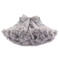 Puffy multi-layer grey tutu skirt for babies with a large decorative mesh bow - XS (60-80CM) / Bottoms / Gray