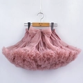 Pink multi-layered tulle tutu skirt for girls featuring a large mesh bow decoration - L(130-140cm) / Bottoms / Dusty Pink