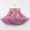 Fluffy dark pink tulle tutu skirt for girls with a decorative ribbon bow - L(130-140cm) / Bottoms / Dusty Pink
