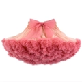 Pink multi-layered children's tutu skirt with a large decorative mesh bow on the waist - Peach Coral