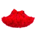 Vibrant red layered girls tutu skirt featuring a large decorative tulle bow on waist - Red