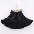 Classic black tiered tutu skirt for girls with a large mesh bow and ruffled edges - Black