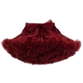 Kids burgundy tiered tulle tutu skirt with large mesh bow accent on elastic waist - Burgundy