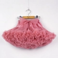Pink layered mesh tutu skirt for toddlers featuring a large decorative waist bow - Watermelon red