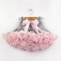 Pink and grey tutu skirt for girls with a large tulle bow and layered mesh design - Light Gray Pink Edge