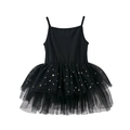 Abito danza rosa per bambina con stampe di stelle e lune dorate sulla gonna tutu - 90cm (18-24M) / Nero