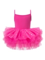 Tutu de danse rose pour filles avec étoiles dorées et jupon en tulle multicouche - 120cm(6-8Y) / Rose rouge