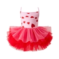 Justaucorps de ballet rose pour fille avec imprimé cœur et jupe en tulle rouge - 120cm(6-8Y) / Cœur