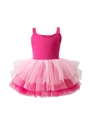 Body da danza classica per bambine rosa con gonna tutu in tulle sfumato a più strati - Rosa Rossa / 90cm