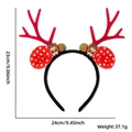 Red Christmas reindeer antler headband with polka dot ears and penguin gift box detail - Red Antler Snowman Headband