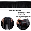 3m black tinsel fringe curtain backdrop for World Cup party decoration with adhesive tape - 30x300cm Shiny Black Fringe Banner