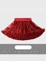 Jupe tutu multicouche rouge foncé pour filles avec maille dense et taille élastique large - Jupe Rouge Vin / 90cm