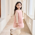 Ensemble robe de princesse en velours rose avec sous-pull à volants et accessoires - Dresses / Rose / 120