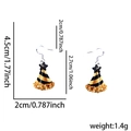 New Year party hat drop earrings in black and gold stripes, size 4.5cm acrylic jewelry - New Year Hat Style