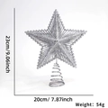 Silver 23cm glitter snowflake tree topper star with metal spiral base for Christmas - Silver Pentagram Christmas Tree Topper