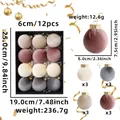 Velvet Christmas ball ornaments set in champagne silver and pastel tones for tree decor - Champagne Silver Fabric Ball / Set of 12 / 6cm