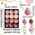 Set of 12 velvet Christmas balls in pink and burgundy matte finish for tree decoration - Peach Pink Fabric Ball / Set of 12 / 6cm