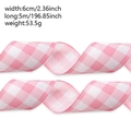 Cinta de Pascua de cuadros rosa y blanco con borde de alambre para lazos y regalos - Estilo Cuadros Rosa
