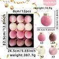 Set of 12 Peach Pink 8cm velvet Christmas balls with dimensions and weight specs - 8cm / Set of 12 / Peach Pink