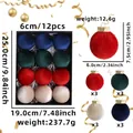 Set of 12 velvet Christmas balls in red, dark green, blue, and cream with gold loops - Red Green Blue Fabric Ball / Set of 12 / 6cm
